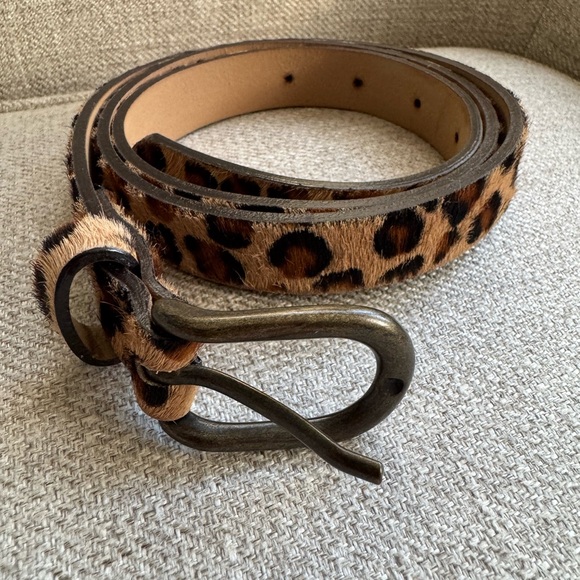 Garnet Hill leather and calf hair cheetah print belt size small - Picture 1 of 7